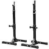 Yaheetech Pair of Adjustable Squat Rack Standard 44-70 Inch Solid Steel Squat Stands Barbell Free-press Bench Home Gym Portable Dumbbell Racks Stands