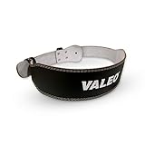 Valeo VRL4 4' Padded Leather Contoured Weightlifting Lifting Belt with Suede Lining, BLACK, MEDIUM