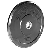 Steelbody Olympic Rubber Bumper Weight Plate - 10 lb. / 25 lb. / 35 lb. / 45 lb. Workout Weights, 10-Pound , Black