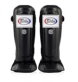 Fairtex SP3 Muay Thai Shin Guards for Men, Women, Kids | MMA Training, Kickboxing | Premium, Lightweight & Durable |Avoid shin splints During Training, Sparring - Large, Black