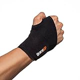Adjustable Wrist Wrap by BraceUP for Men and Women - Workouts Wrist Band, Carpal Tunnel Compression Wrist Brace, Tendonitis Wrist Splint, Left Right Hand One Size Adjustable (Black)