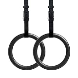 REEHUT Gymnastic Rings W/Adjustable Straps, Metal Buckles & Manual - Home Gym (Set of 2) - Non-Slip - Great for Workout, Strength Training, Fitness, Pull Ups and Dips, Ebook Included