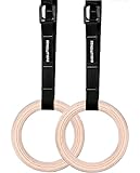 Evolutionize Power Gymnastic Rings (Wood Rings + Competition Straps) - Quick Adjustment Straps, Birch Wood Rings - Premium, Heavy Duty (6' Full Adjustability Length)
