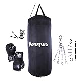 Harvil Kids Boxing Set with 25-Pound Punching Bag, Boxing Gloves, Jumping Rope, Ceiling Attachment and Hanging Chain