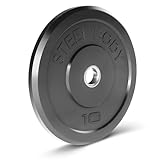 Steelbody Olympic Rubber Bumper Weight Plate - 10 lb. / 25 lb. / 35 lb. / 45 lb. Workout Weights, 10-Pound , Black