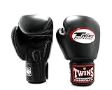 Twins Special Leather Boxing Gloves - BGVL-3 - w/Velcro Wrist Strap (Black, 16oz)