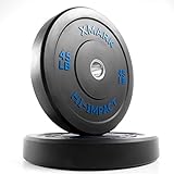XMark Hi-Impact Bumper Plate Weight Plate for Olympic Barbell, 45 lb Pair, Strength Training Bumpers for Home, School Weight Rooms, and Club Gyms
