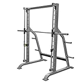 Valor Fitness BE-11 Smith Machine - Power Squat Press Rack - Olympic Plate Storage - Attached Sliding Knurled Barbell - Heavy Duty Weight Gym Equipment Total Body Workout Max Weight 500 lbs on Bar