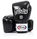 Fairtex Muay Thai Boxing Gloves. BGV1-BR Breathable Gloves. Training, Sparring Gloves for Boxing, Kick Boxing, MMA (Black, 12oz)