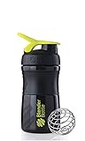 BlenderBottle SportMixer Tritan Grip Shaker Bottle, Black/Green, 20-Ounce (C00160)