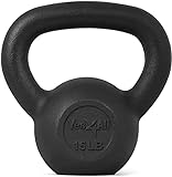 Yes4All Solid Cast Iron Kettlebell Weights Set – Great for Full Body Workout and Strength Training – Kettlebell 15 lbs (Black)