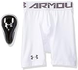 Under Armour Men's HeatGear Armour Compression Shorts w/ Cup, White (100)/Graphite, Large