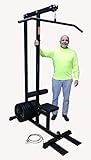 TDS 600lb Rated LAT/Row Machine for Standard Plates with Deluxe seat, Covered Foam Knee Holders