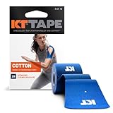 KT Tape, Original Cotton, Elastic Kinesiology Athletic Tape, 20 Count, 10” Precut Strips, Blue