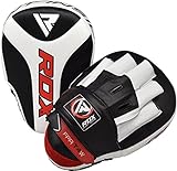 RDX Boxing Pads Focus Mitts, Maya Hide Leather Curved Hook and Jab Target Hand Pads, Great for Kickboxing, Martial Arts, MMA, Muay Thai, Karate Training, Padded Punching, Coaching Strike Shield