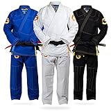 Gold BJJ Jiu Jitsu Gi - Ultra Strong Gold Weave Premium Kimono - IBJJF Competition Approved Uniform (White, A3)