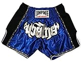 Lumpinee Retro Original Muay Thai Shorts for Kick Boxing Fight LUMRTO-010 (M, Blue)