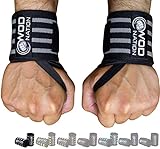 WOD Nation Wrist Wraps Weightlifting for Men & Women - Weight Lifting Wrist Wrap Set of 2 (12" or 18") (18 Inch - Black/Grey)