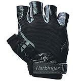 Harbinger 114310 Pro Non-WristWrap Vented Cushioned Leather Palm Weightlifting Gloves, Pair, Small , Black