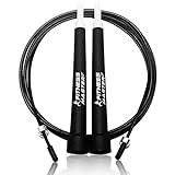Jump Rope - Best for Speed Jumping, Double Unders, WOD, MMA, Boxing, Skipping Workout, Fitness Exercise Training - Adjustable Length - with Carry case, Spare Screw kit