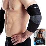 Mava Sports Elbow Sleeve Weightlifting Bamboo Elbow Brace Compression Support Sleeve for Tendonitis, Tennis, Golf Elbow Treatment - Reduce Elbow Joint Pain (Black, Medium)