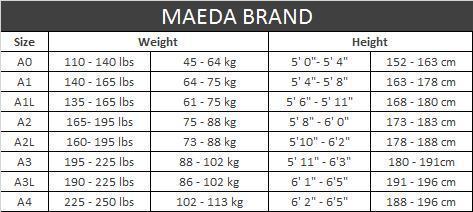 Maeda Gi Size Chart