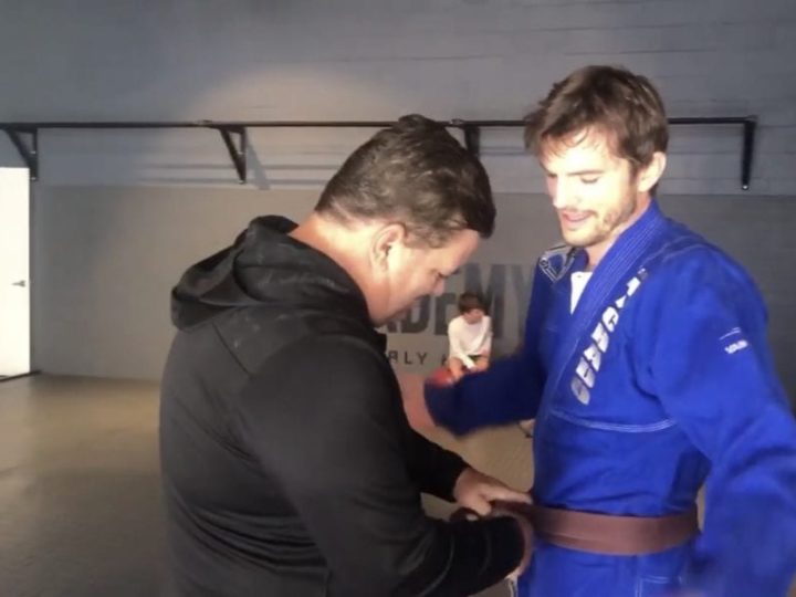 Ashton Kutcher receives BJJ Brown Belt from Rigan Machado