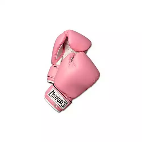 Pro Force Leatherette Boxing Gloves with White Palm - Pink - 10 oz.