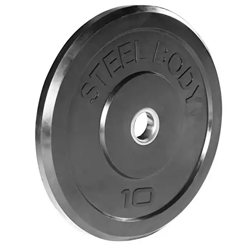 Steelbody Olympic Rubber Bumper Weight Plate - 10 lb. / 25 lb. / 35 lb. / 45 lb. Workout Weights, 10-Pound