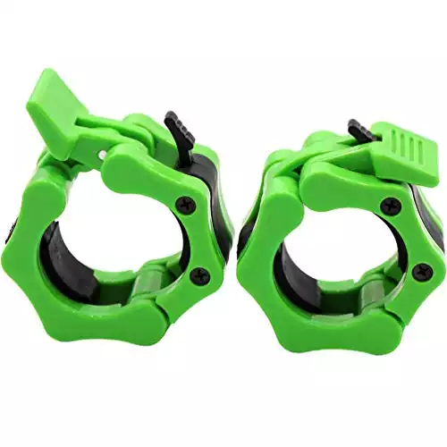 Barbell Collars 2 Inch Quick Release Pair Locking 2" Pro Olympic Bar Clip Lock Barbell Clamp 45lbs Weights Plates Clips Workout for Weightlifting Fitness Training (Neon-Green)