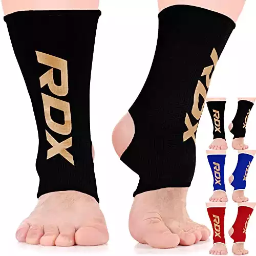 RDX MMA Ankle Brace Foot Guard Boxing Protector Achilles Tendon Support Pain,Black,Large