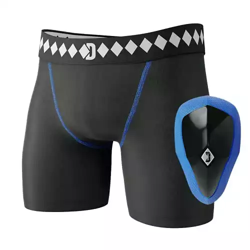 Diamond MMA - Compression Shorts with Built-in Jock Strap & Athletic Cup System, Large