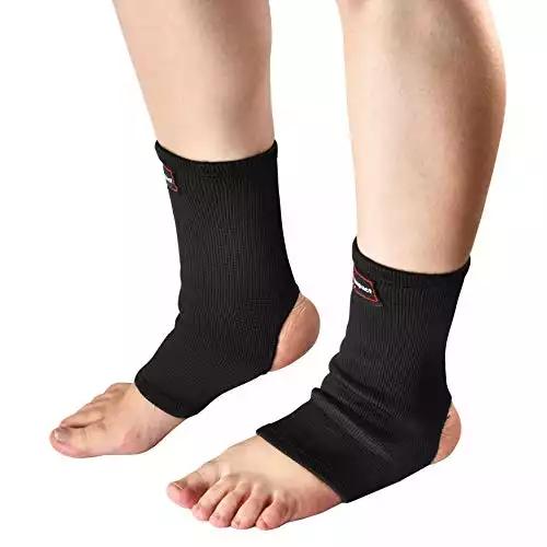 Pro Impact Muay Thai MMA Ankle Support Wraps - Breathable Ankle Guard Protection for Combat Sports - Ideal Gym & Workout Use – 1 Pair (Large)