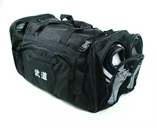 Martial Arts, Bag with Mesh Top/pocket 13"x27"x14" Boxing, MMA,Taekwondo Deluxe Equipment Bag, Black