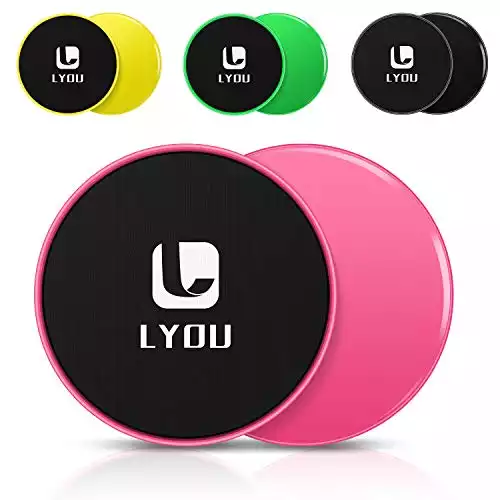 LYOU Exercise Sliders, Multi-Function Core Sliders: Dual Sided Exercise Disc for Enhancing Coordination of Whole Body, Perfect for Use on Carpet or Hard Floors (Pink)