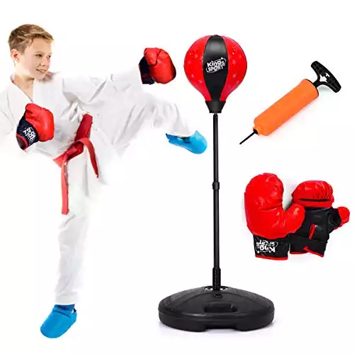 Costzon Kids Boxing Set, Height Adjustable Punching Ball Stand, Hand Pump, Boxing Gloves for Children Boys & Girls, Punching Bag Freestanding Set (Kids)