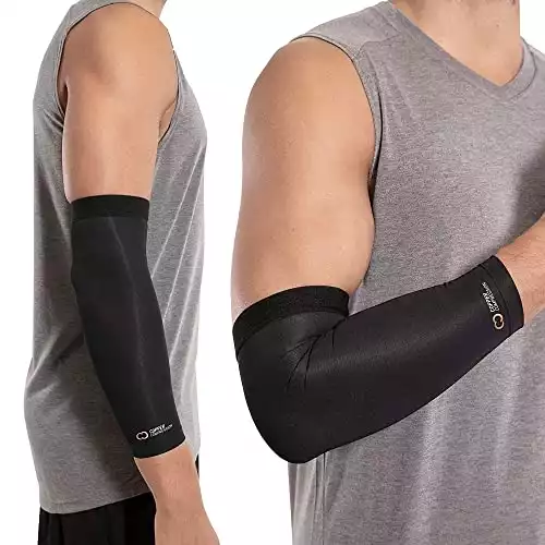 Copper Compression Recovery Elbow Sleeve - Guaranteed Highest Copper Content Elbow Brace for Tendonitis, Golfers or Tennis Elbow, Arthritis. Elbow Support Arm Sleeves Fit for Men and Women (Large)
