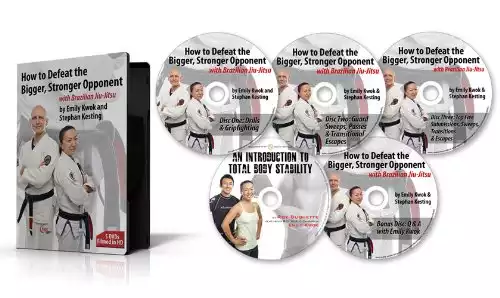 BJJ - 5 DVD Instructional Video Set - How to Defeat the Bigger Stronger Opponent with Brazilian Jiu-Jitsu Series 1, by Emily Kwok and Stephan Kesting. Learn the Techniques, Tricks & Gameplans of a...