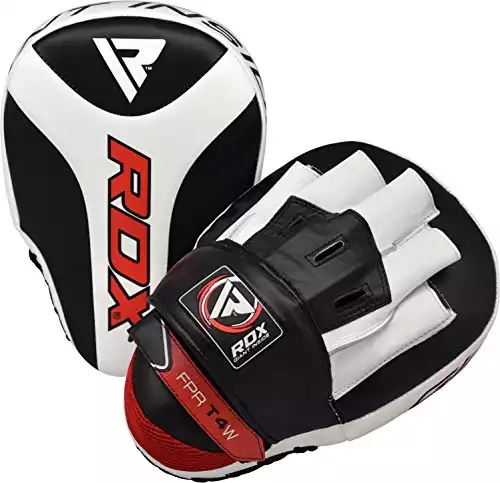RDX Boxing Pads Focus Mitts | Maya Hide Leather Curved Hook and Jab Target Hand Pads | Great for Kickboxing, Martial Arts, MMA, Muay Thai, Karate Training | Padded Punching, Coaching Strike Shield