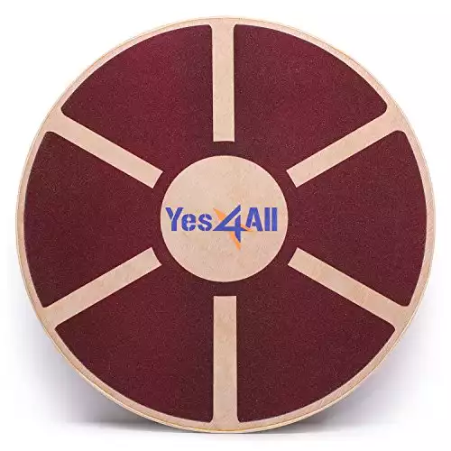 Yes4All Wooden Wobble Balance Board – Exercise Balance Stability Trainer 15.75 inch Diameter (Red Board) (B62R)