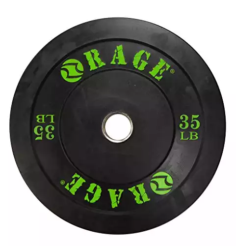 Rage Fitness PRO Olympic Bumper Plate (Sold Individually- - 10lb, 15lb, 25lb, 35lb, 45lb), Steel Insert, Crossfit, Strength Training, Bench Press, Squats, Powerlifting