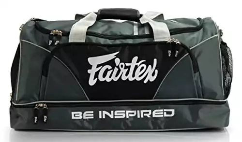 Fairtex Gym Bag Gear Equipment Color Blue or Gray or Yellow for Muay Thai, Boxing, Kickboxing, MMA (Gray)