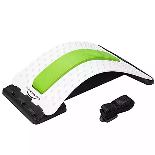 Back Stretcher - Lower and Upper Back Pain Relief, Lumbar Stretching Device，Posture Corrector - Back Support for Office Chair | Get Muscle Tension (White/Green)