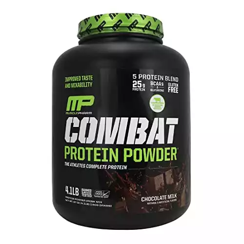 MusclePharm Combat Protein Powder, 5 Protein Blend, Chocolate Milk, 4.1 Pounds, 52 Servings