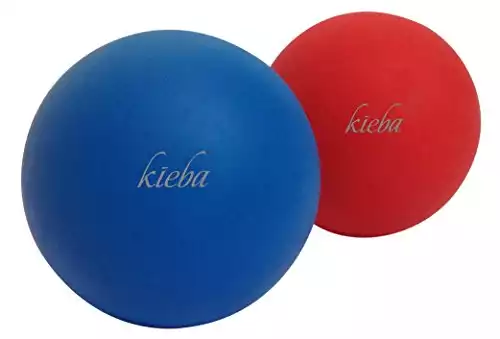 Kieba Massage Lacrosse Balls for Myofascial Release, Trigger Point Therapy, Muscle Knots, and Yoga Therapy. Set of 2 Firm Balls (Blue and Red)