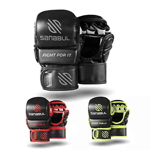 New Item Sanabul Essential 7 oz MMA Hybrid Sparring Gloves (Black/Silver, Large/X-Large)