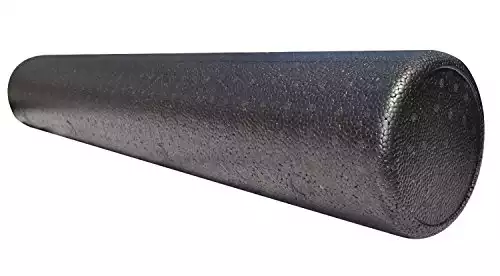 LuxFit High Density Foam Roller 6x36 Inch Extra Firm Round Exercise Roller Black