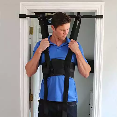 Sit and Decompress Back Stretcher Back Realigning Therapy Spine Decompression Back Traction Upright Inversion Table Made in USA Chiropractor Designed (Small Harness No Bar)