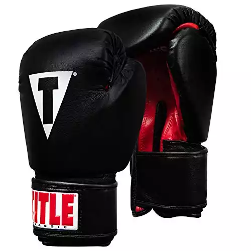 Title Classic Boxing Gloves, Black/Red, Large, 14 oz