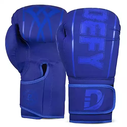 DEFY Boxing Gloves for Men & Women - Premium Quality Synthetic Leather Boxing Gloves for Training - Perfect for Punching Heavy Bags, Sparring, & Fighting Gloves (Blue, 12oz)
